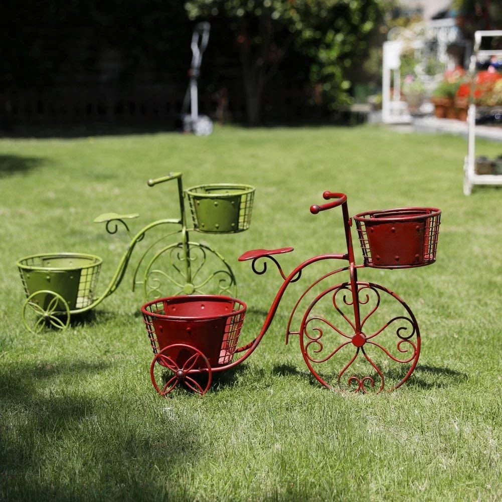 Tricycle Plant Stand Bicycle Planter, Iron Plant Stand Flower Pot Cart Holder Indoor Outdoor Home Garden Patio Decor, 27.5" x 9.8" x 18.5"