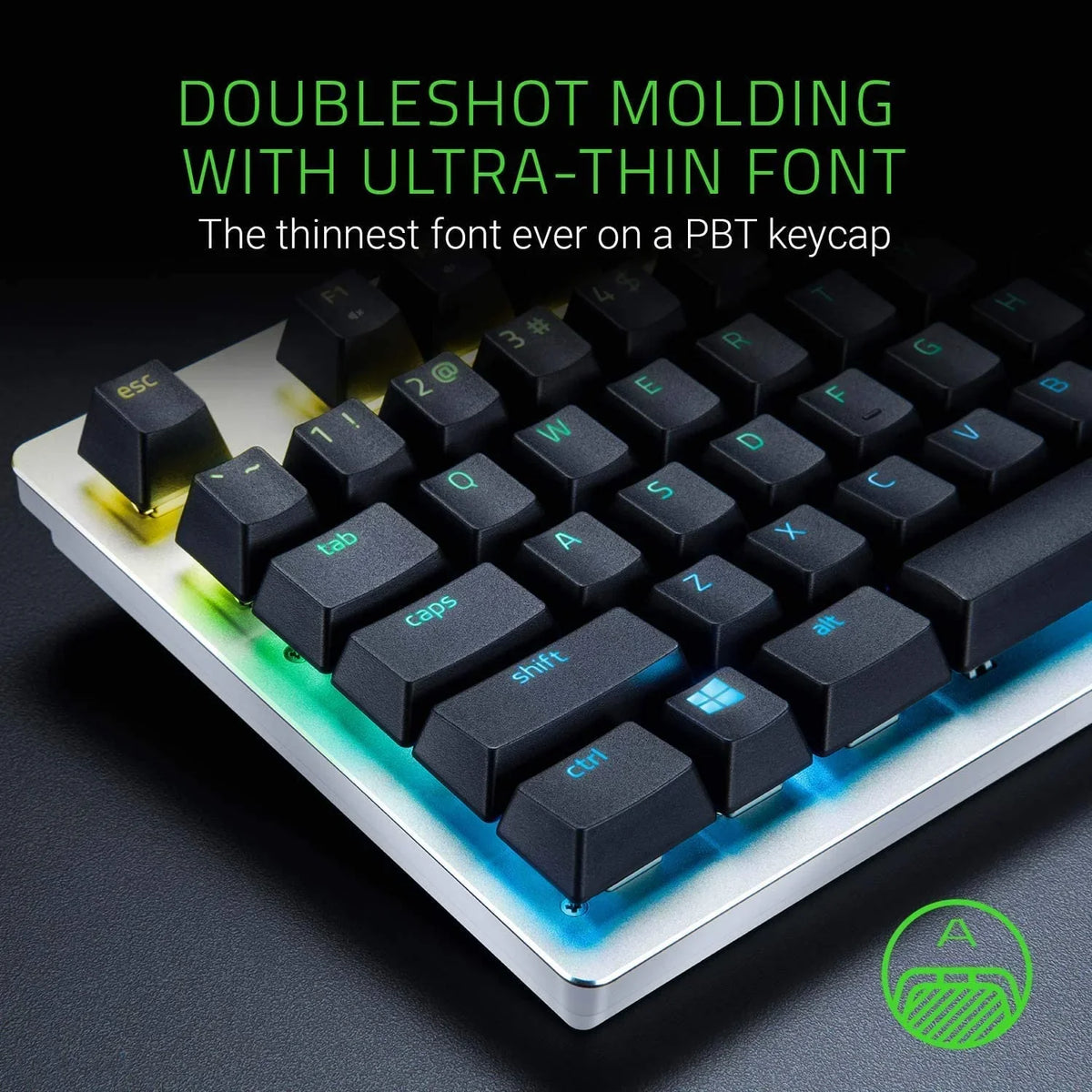 Razer Doubleshot PBT Keycap Upgrade Set for Mechanical & Optical Keyboards: Compatible with Standard 104/105 US and UK layouts - Classic Black