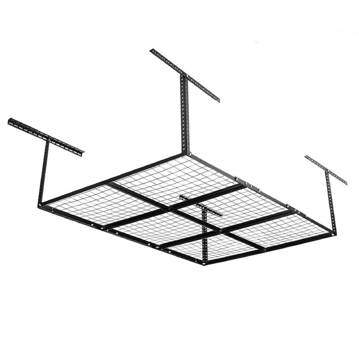Titan Attachments 4' x 6' Overhead Garage Storage Rack, 20" to 41" Adjustable Height, Ceiling Mount Organization System, Metal Wire Grid with 500 LB Loading Capacity, Storage for Bikes Equipment Bins