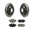 Transit Auto - Rear Coated Drilled Slotted Disc Brake Rotors And Semi-Metallic Pads Kit For Mini Cooper KDS-100459