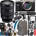 a7C Mirrorless Full Frame Camera Body with FE 24-105mm F4 G OSS Zoom Lens SEL24105G Silver ILCE7C/S Bundle with Deco Gear Photography Backpack Case , Software and Accessories