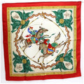 Pre-Owned Ferragamo Silk Scarf Stole Muffler Red x White Horse Pattern SALVATORE FERRAGAMO | Ladies (Good)