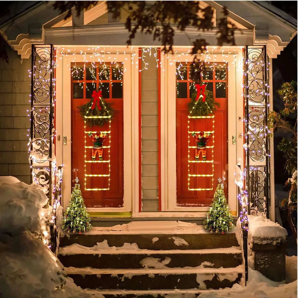 Lava Outdoor Christmas Lights 10.5 ft Led Ladder Lights with Climbling Santa Claus Fluid Xmas Lights for Garden Home Wall Roof Porch Xmas Tree Decor