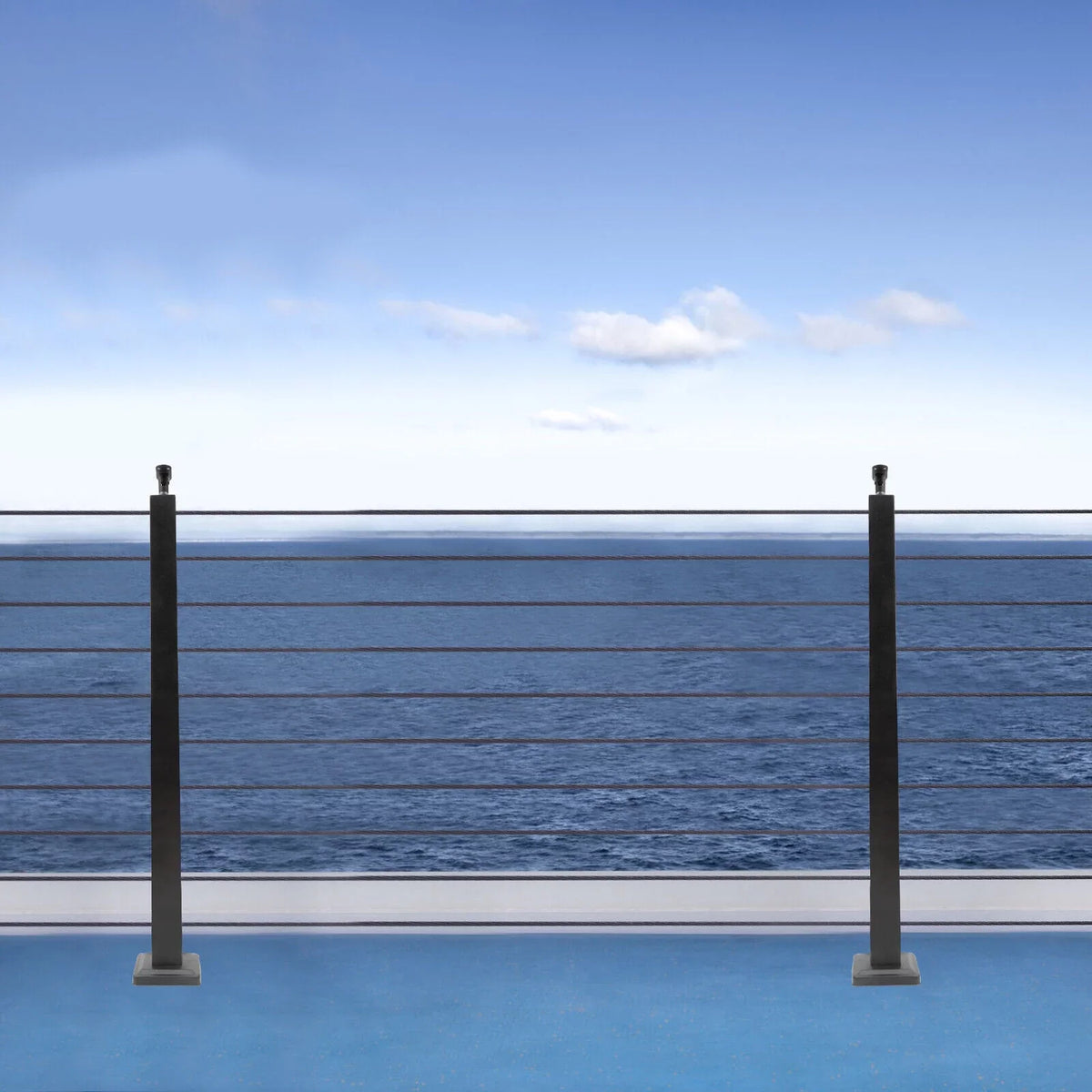 Stainless Steel Cable Railing Post Square Fence Post Level Two Sides Pre-Drilled for Wood Concrete Level Deck Cable Railing System 36''x2''x2''