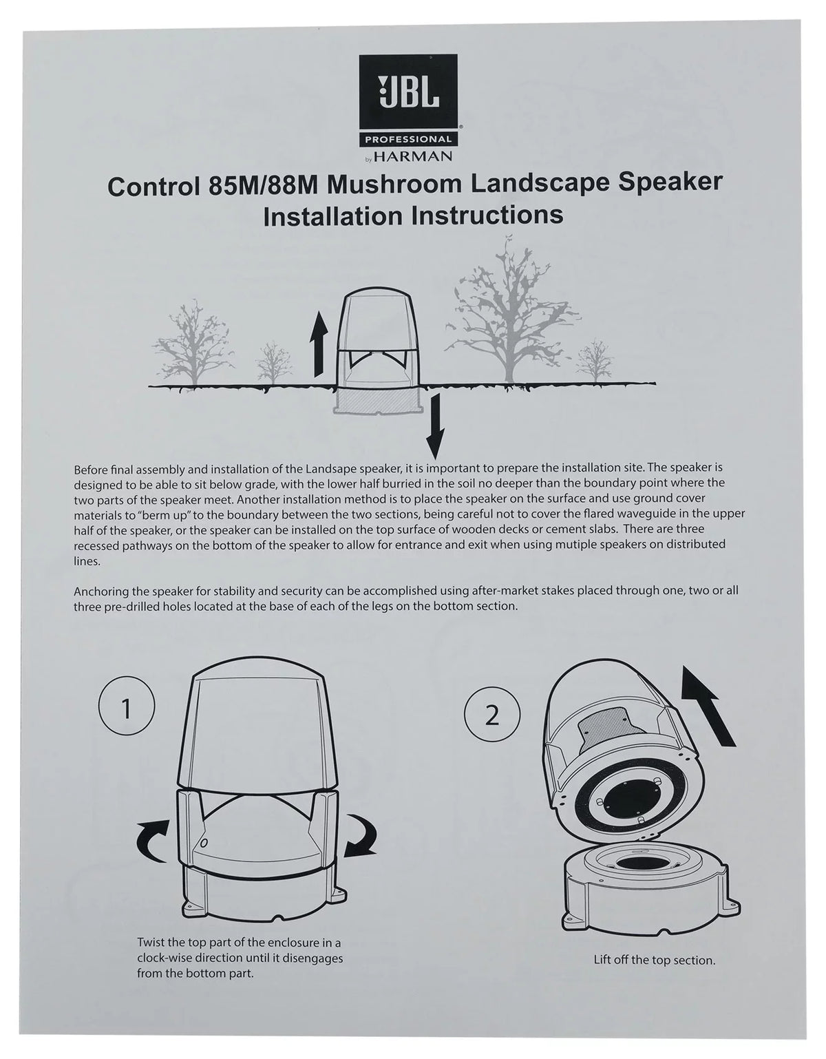 (2) JBL CONTROL 85M 5.25" Commercial 70v Outdoor Landscape Speakers+Amplifier