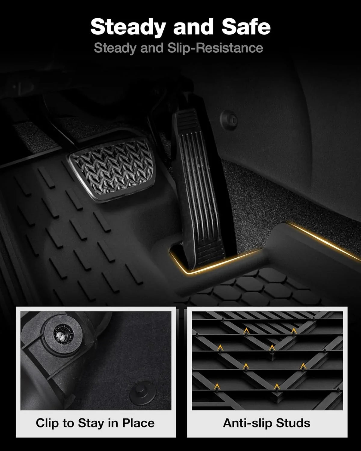 3W Floor Mats&Cargo Liner for Toyota Sienna 2021-2024 8 Seater TPE 1st 2nd and 3rd Row with Trunk Mat (NOT for Spare Tire Model ), Black All Weather Car Mats