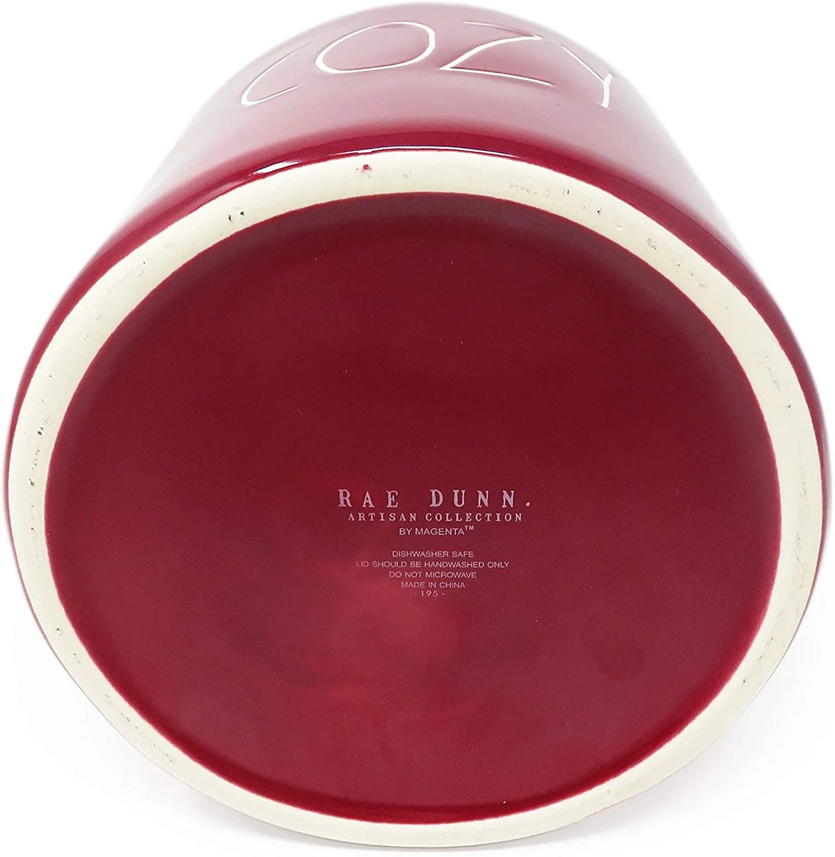 Rae Dunn By Magenta COZY Burgundy Ceramic LL Large Size 8 Inch Canister