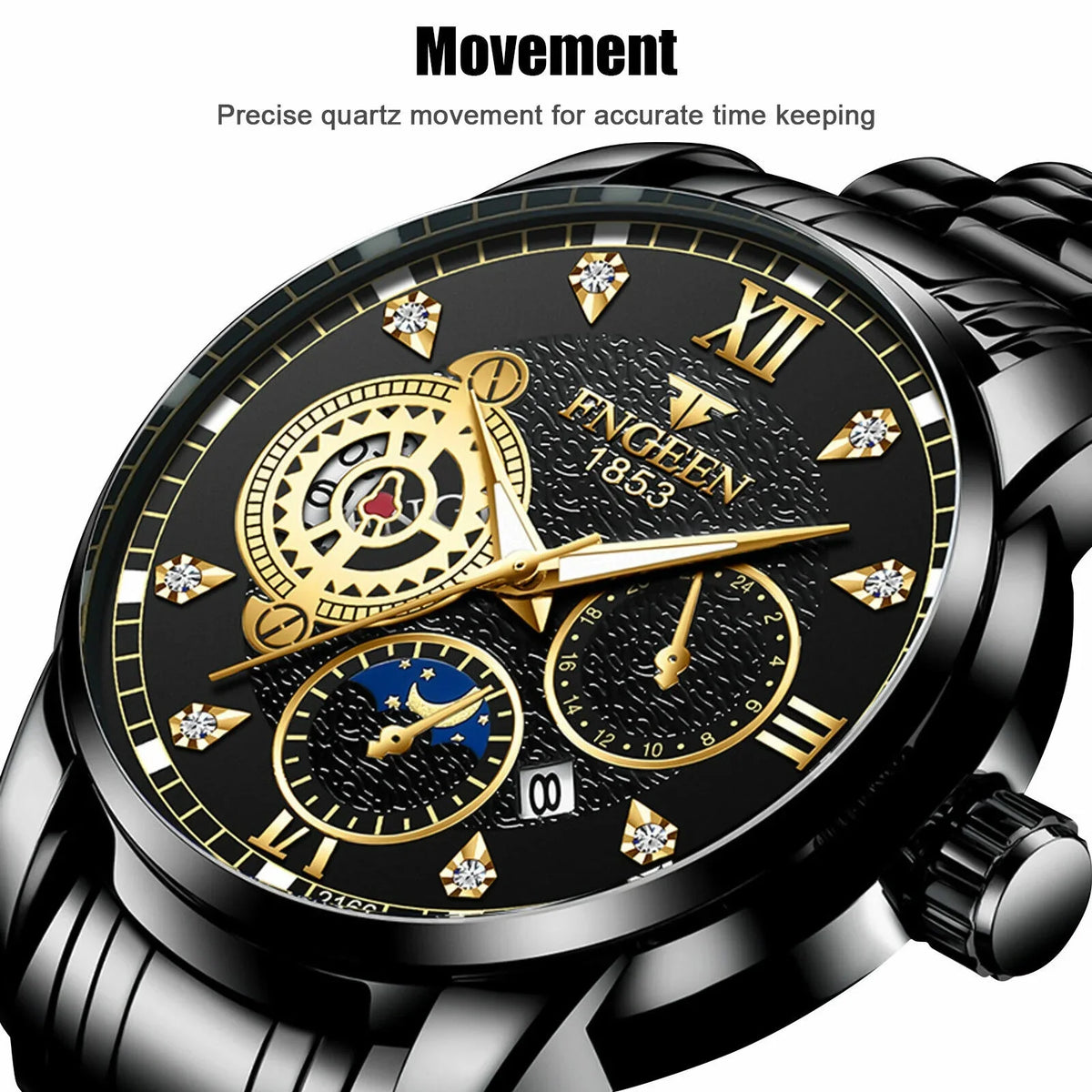 Liquid Men's Watch Stainless Steel Quartz Luminous Classic Wristwatch Luxury