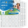 20x24x1 Air Filter MERV 8 Comparable to MPR 700 & FPR 5 Electrostatic Pleated Air Conditioner Filter 4 Pack HVAC AC Premium USA Made 20x24x1 Furnace Filters by AIRX FILTERS WICKED CLEAN AIR.