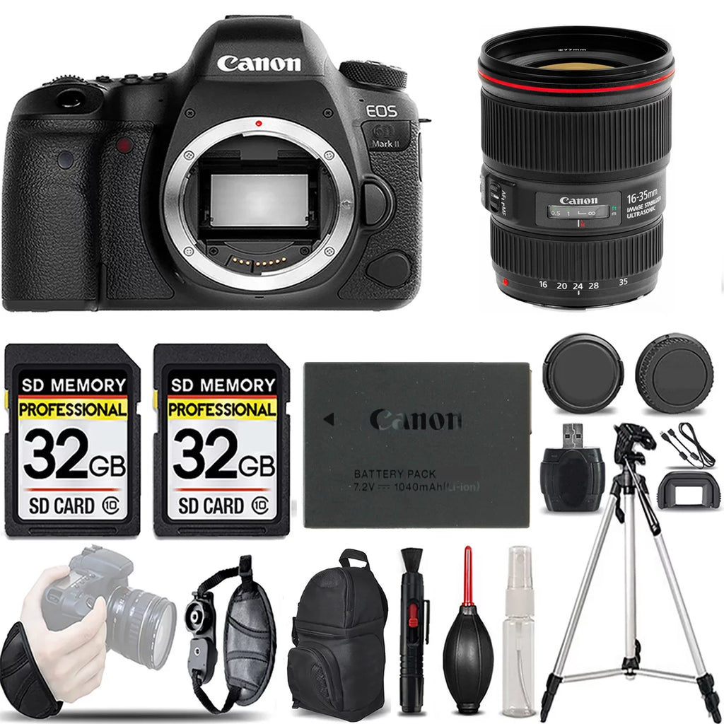 EOS 6D Mark II DSLR Camera +16-35mm f/4L IS USM Lens -LOADED KIT