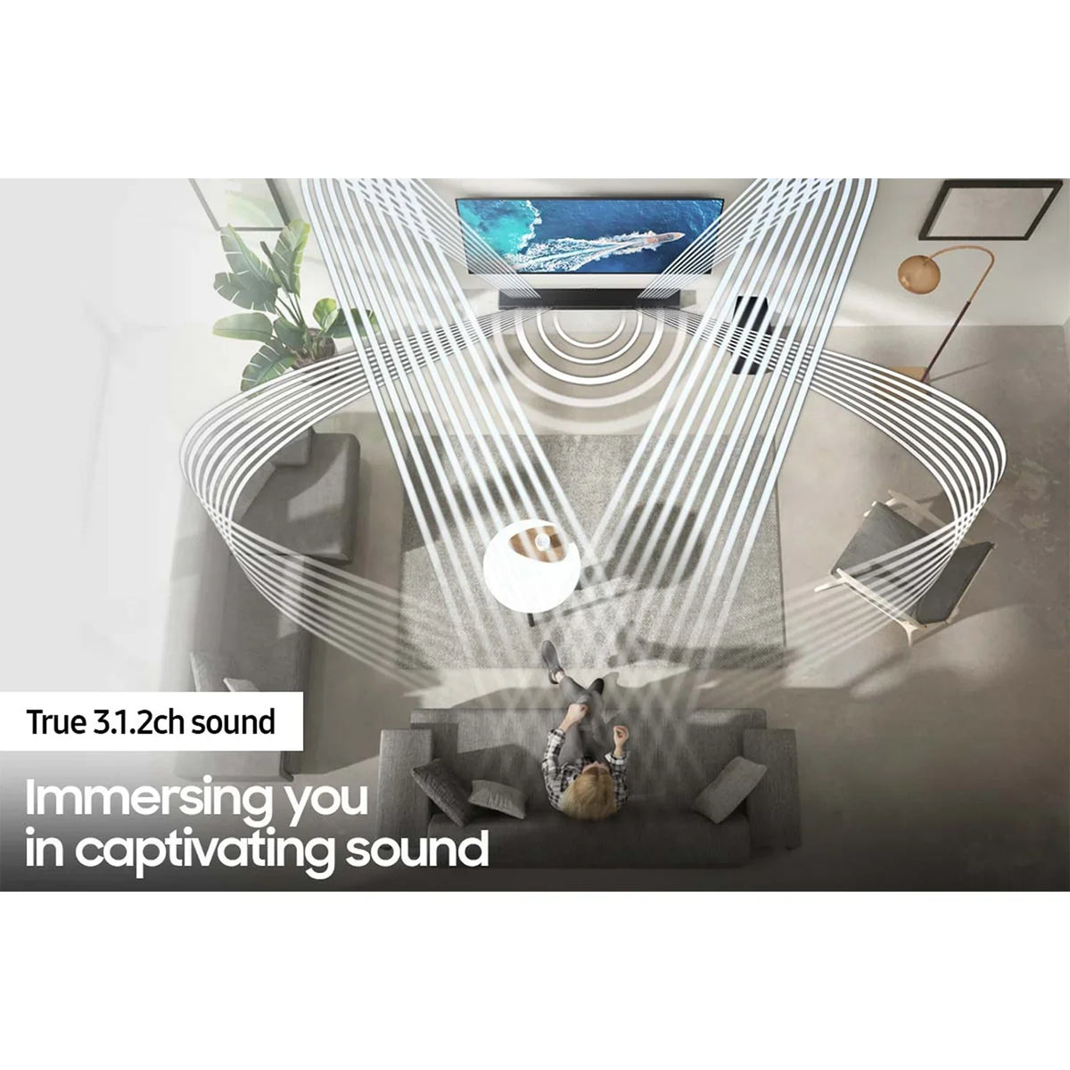 HW-Q600A 3.1.2ch Soundbar w/ Dolby Atmos / DTS:X (2021) HW-Q600A/ZA with Wireless Active Subwoofer Bundle with Extended Protection Plan + 2x Deco Gear HDMI Cables + Streaming Software Kit