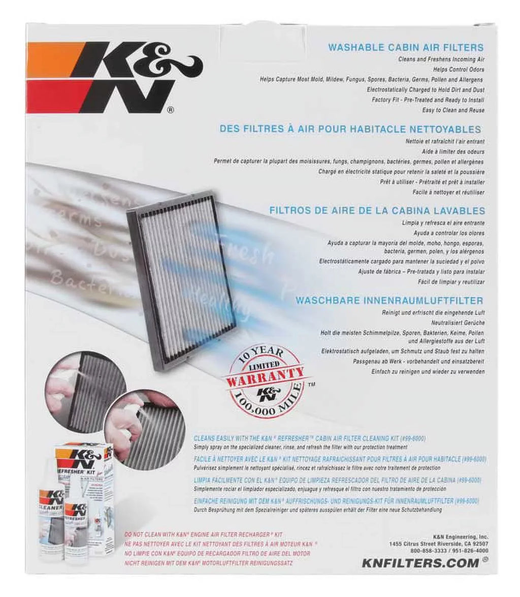 K&N VF2008 Washable & Reusable Cabin Air Filter Cleans and Freshens Incoming Air for your Toyota, Lexus Fits select: 2001-2007 TOYOTA HIGHLANDER, 1999-2003 LEXUS RX