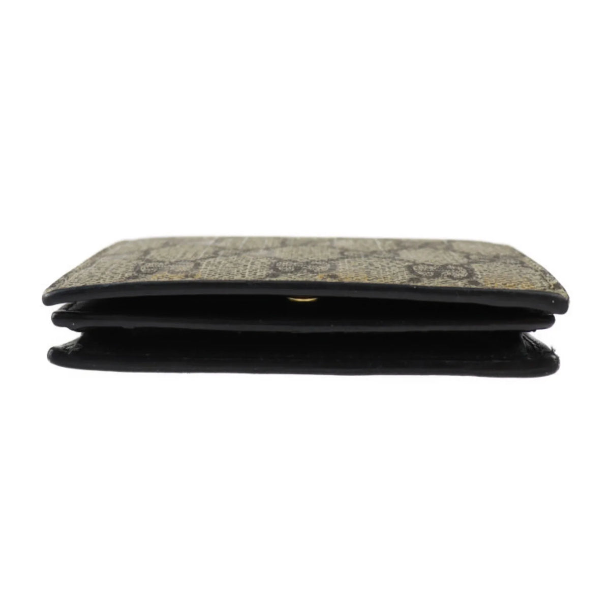 Pre-Owned GUCCI Gucci Compact Wallet Bifold 508757 GG Supreme Canvas Leather Beige Brown Gold Black BEE Bee (Good)