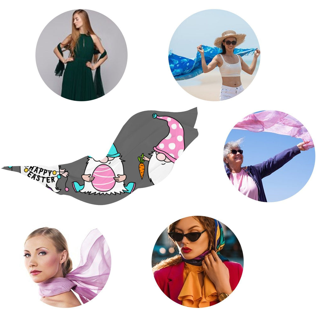 FREEAMG Easter Gnomes Silk Long Scarf for Women Large Oblong Monitor Shawls Wraps Neck Headscarf Hair Wraps Gift Packed