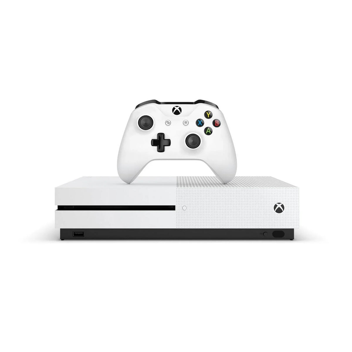 Xbox One S 1TB with 2 Controller, 4K Ultra HD White with BOLT AXTION Cleaning Kit HDMI Bundle Like New