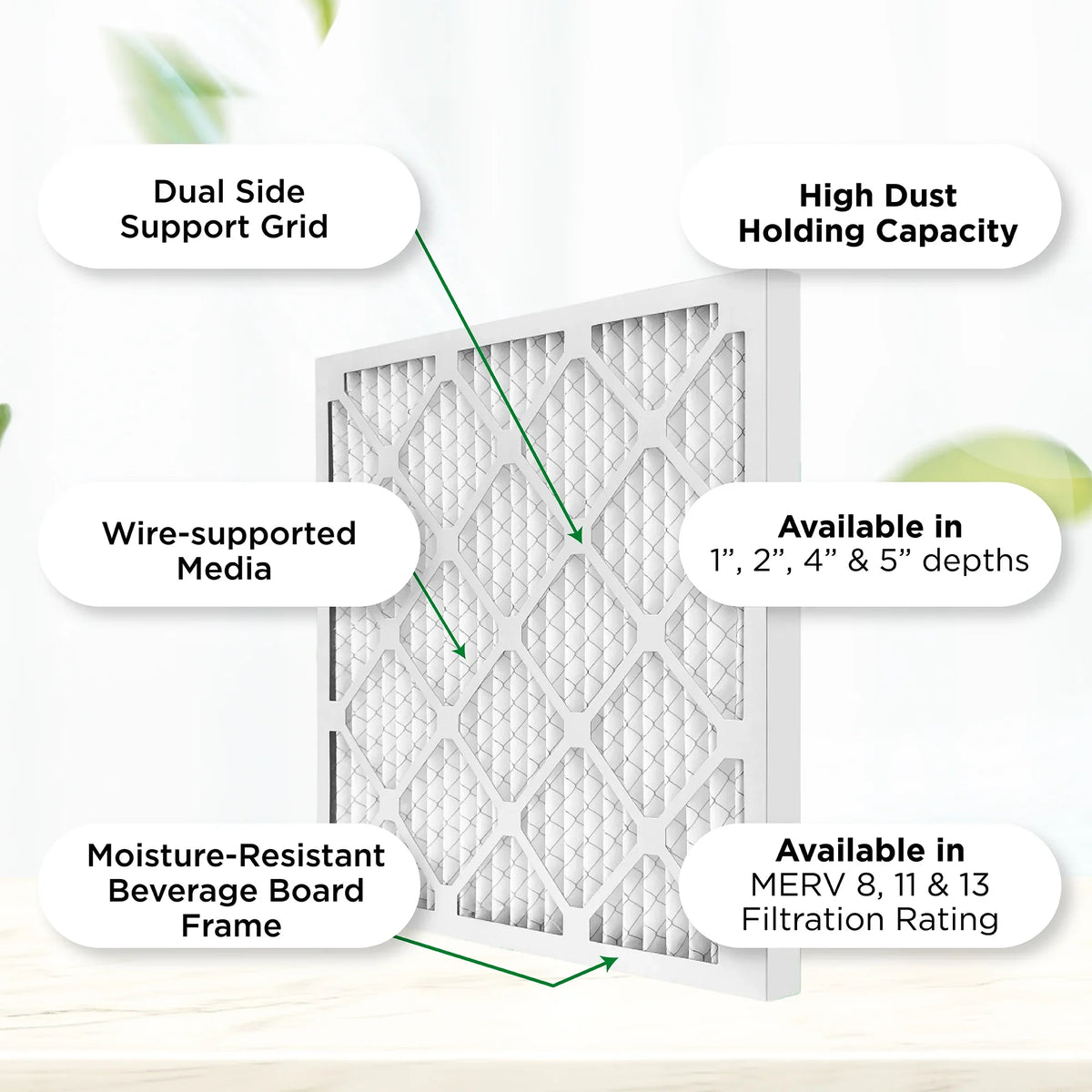 Pamlico Air 12x24x4 MERV 8 Pleated AC Furnace Air Filters. 3 Pack. (Actual Size: 11.38 x 23.38 x 3.75 Inches)