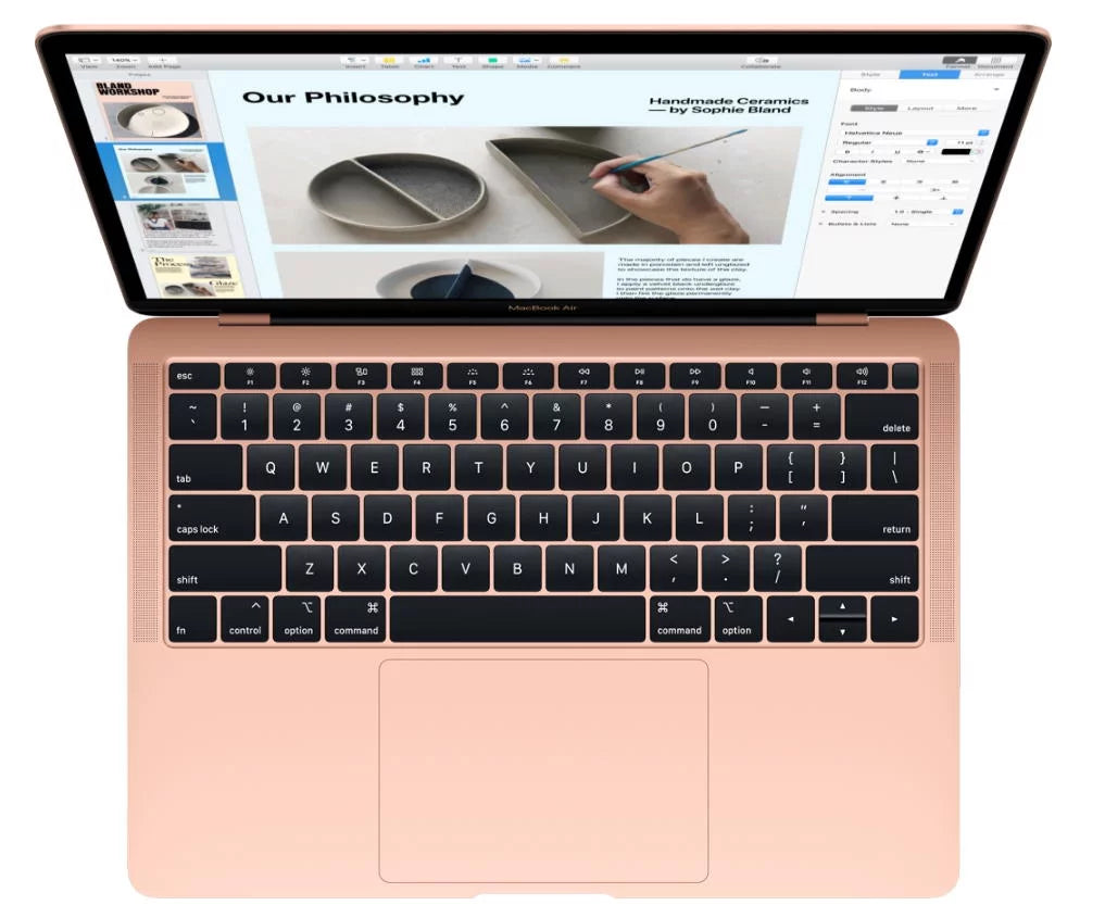 Pre-Owned Macbook Air 13.3-inch (Retina, Gold) 1.6GHZ Dual Core i5 (Late 2018) MREE2LL/A 256GB SSD 8GB Memory 2560x1600 Display Parallels Dual Boot MacOS/Win 10 Pro Power Adatper Included (Good)