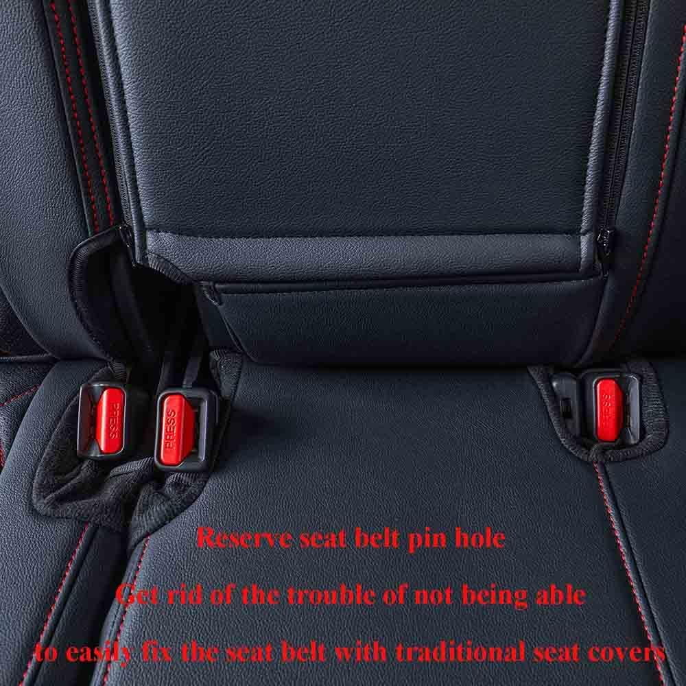 EKR Custom Fit HRV Car Seat Covers for Honda HRV Sport,EX,EXL,Touring 2019 2020 2021 2022 - Full Set Leatherette(Black with Red Piping)