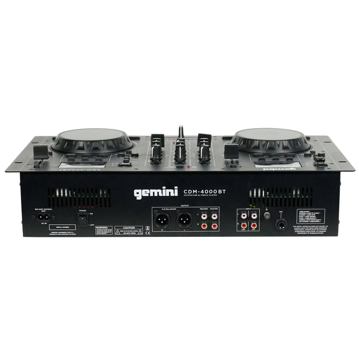 Gemini CDM-4000BT CD/MP3/USB Bluetooth Media Player & AS-1500P Active Speaker with 15" Woofers DJ Package