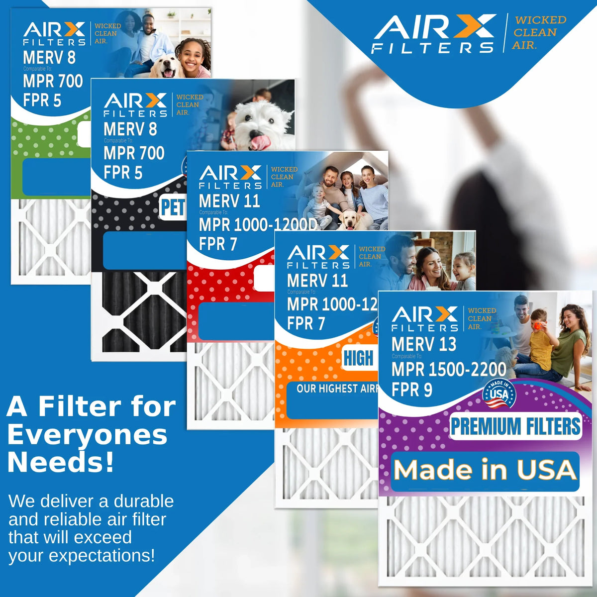 20x24x1 Air Filter MERV 8 Comparable to MPR 700 & FPR 5 Electrostatic Pleated Air Conditioner Filter 4 Pack HVAC AC Premium USA Made 20x24x1 Furnace Filters by AIRX FILTERS WICKED CLEAN AIR.