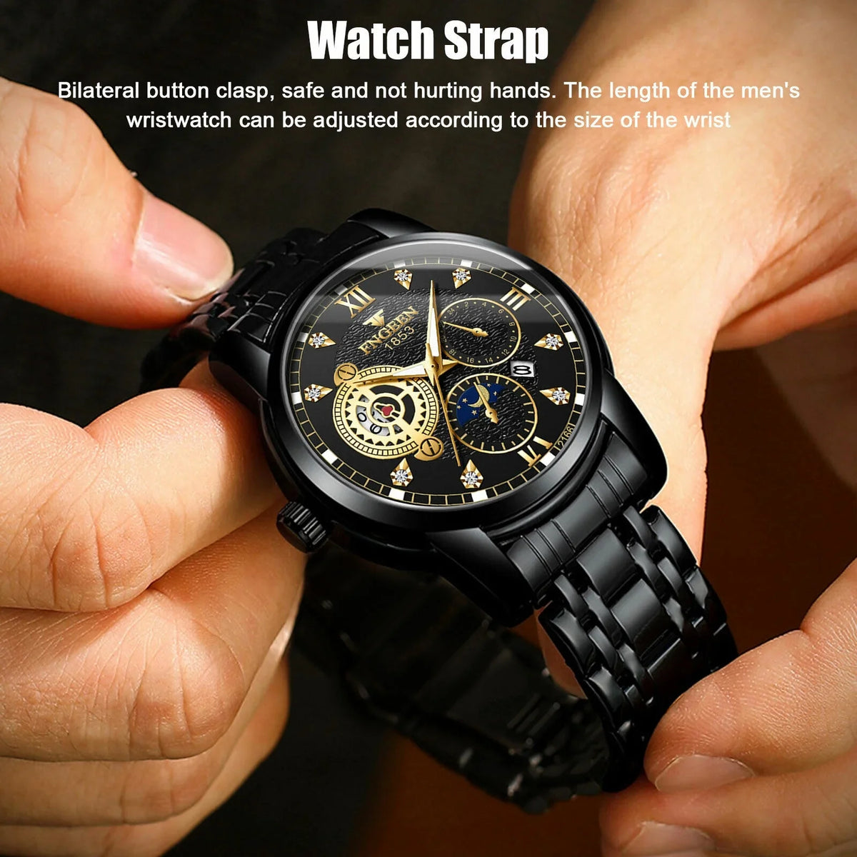Liquid Men's Watch Stainless Steel Quartz Luminous Classic Wristwatch Luxury