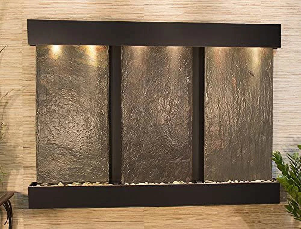 Adagio OFS1504 Olympus Falls-Square-Blackened Brass Natural Slate Wall Fountain
