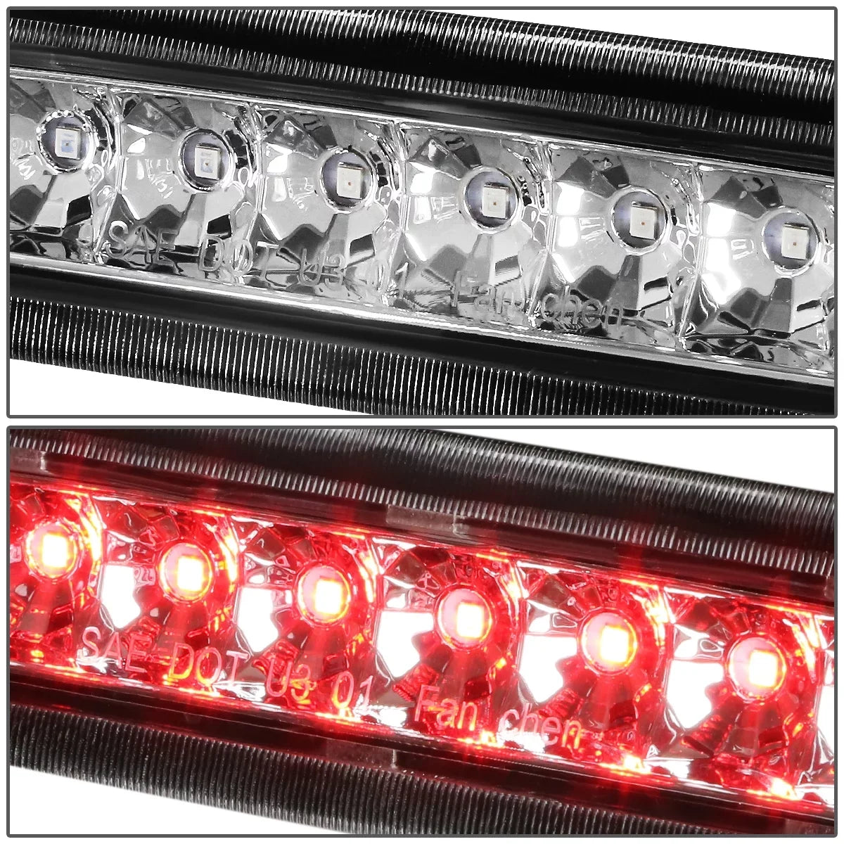DNA Motoring 3BL-4RUNNER03-LED-CH For 2003 to 2009 Toyota 4Runner N210 Rear LED 3rd Third Tail Brake Light Stop Lamp Chrome Housing 04 05 06 07 08