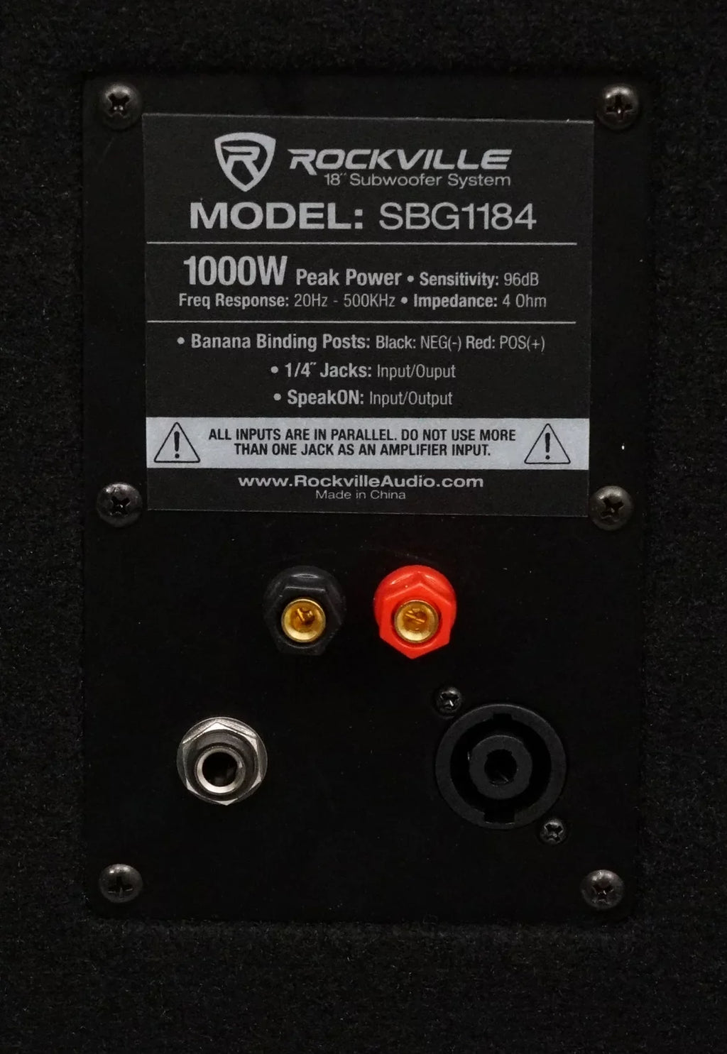 Rockville SBG1184 18" 1000 Watt Passive 4-Ohm Pro DJ Subwoofer + Steel Casters