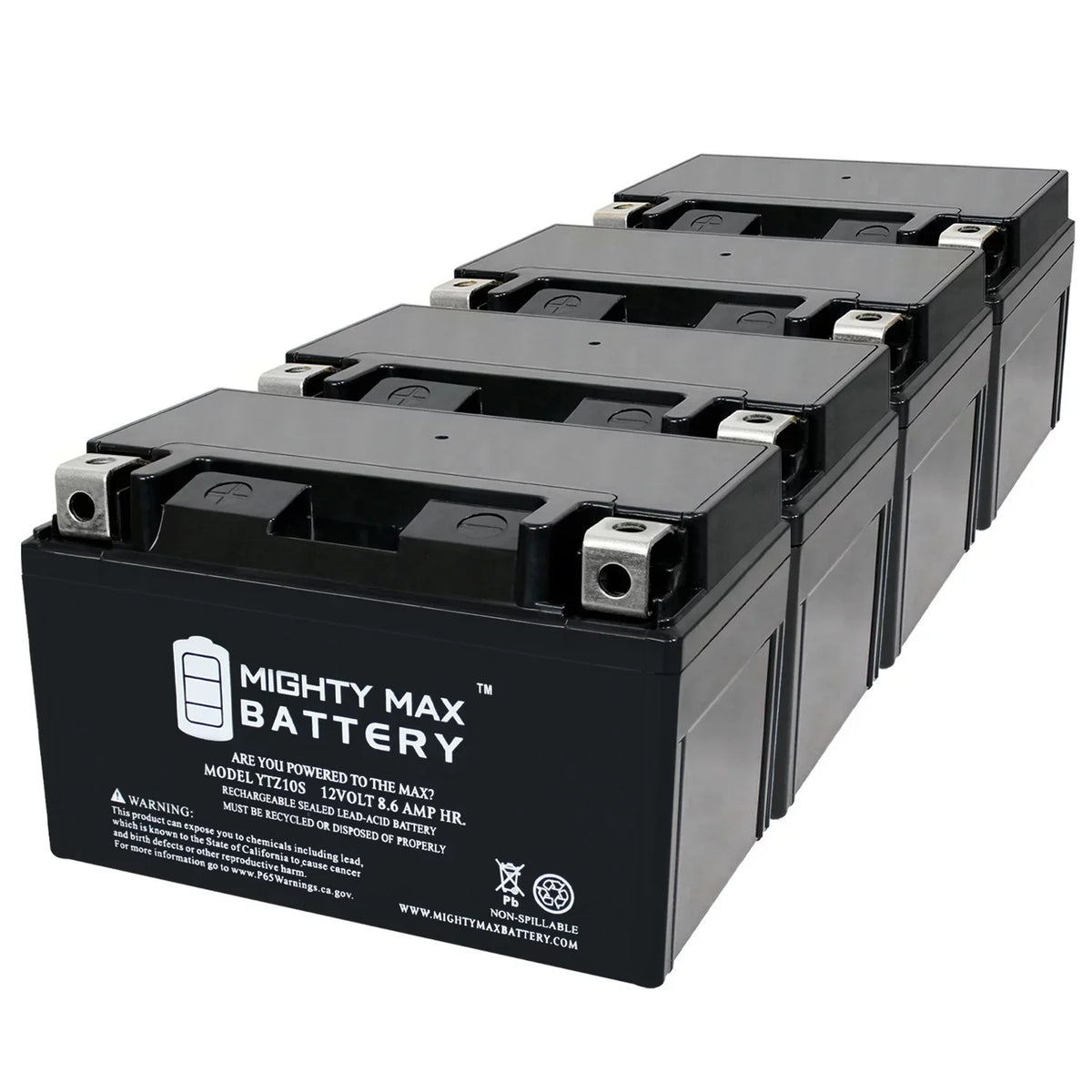 YTZ10S 12V 8.6AH Replacement Battery compatible with Suzuki 1000 GSX-R1000 00-17 - 4 Pack