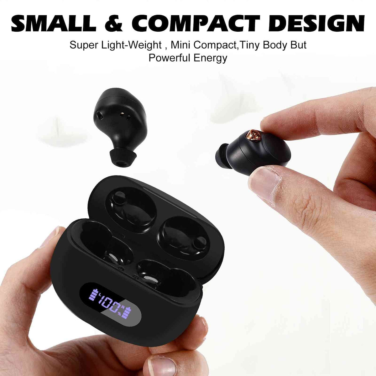 UrbanX True Wireless Bluetooth Earbuds + Charging Case, Black, Dual Connect, IPX5 Liquid Resistance, Bluetooth 5.2 Connection, Balanced, Bass Boost Compatible with K5 Note (2018)