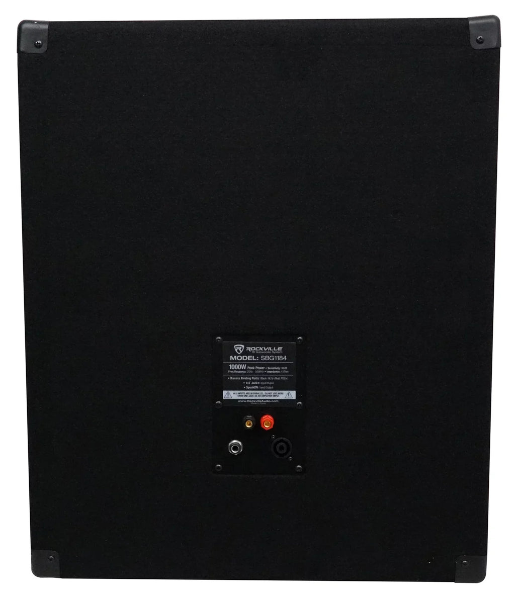 Rockville SBG1184 18" 1000 Watt Passive 4-Ohm Pro DJ Subwoofer + Steel Casters