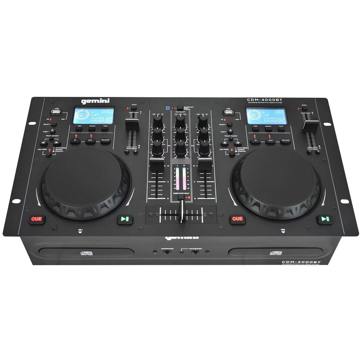 Gemini CDM-4000BT CD/MP3/USB Bluetooth Media Player & AS-1500P Active Speaker with 15" Woofers DJ Package