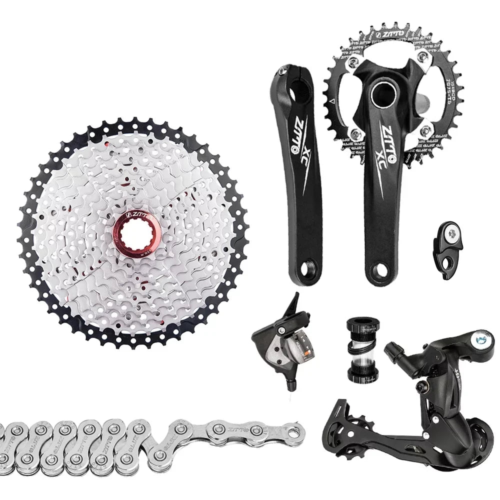 Nebublu 1x10 Speed MTB Derailleurs Shifter Groupset Bike Crankset 11-50T Cassette Flywheel 10 Speed Chain - Smooth and Precise Shifting for MTB Mountain Bike
