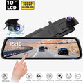 Erago Rear View Mirror Camera Kit:Rear view mirror dash cam Front and Rear FHD 1080P for Car with 10" Full Touch Display Fluid Backup WDR Camera, Night Vision, G-Sensor, Parking Moniter