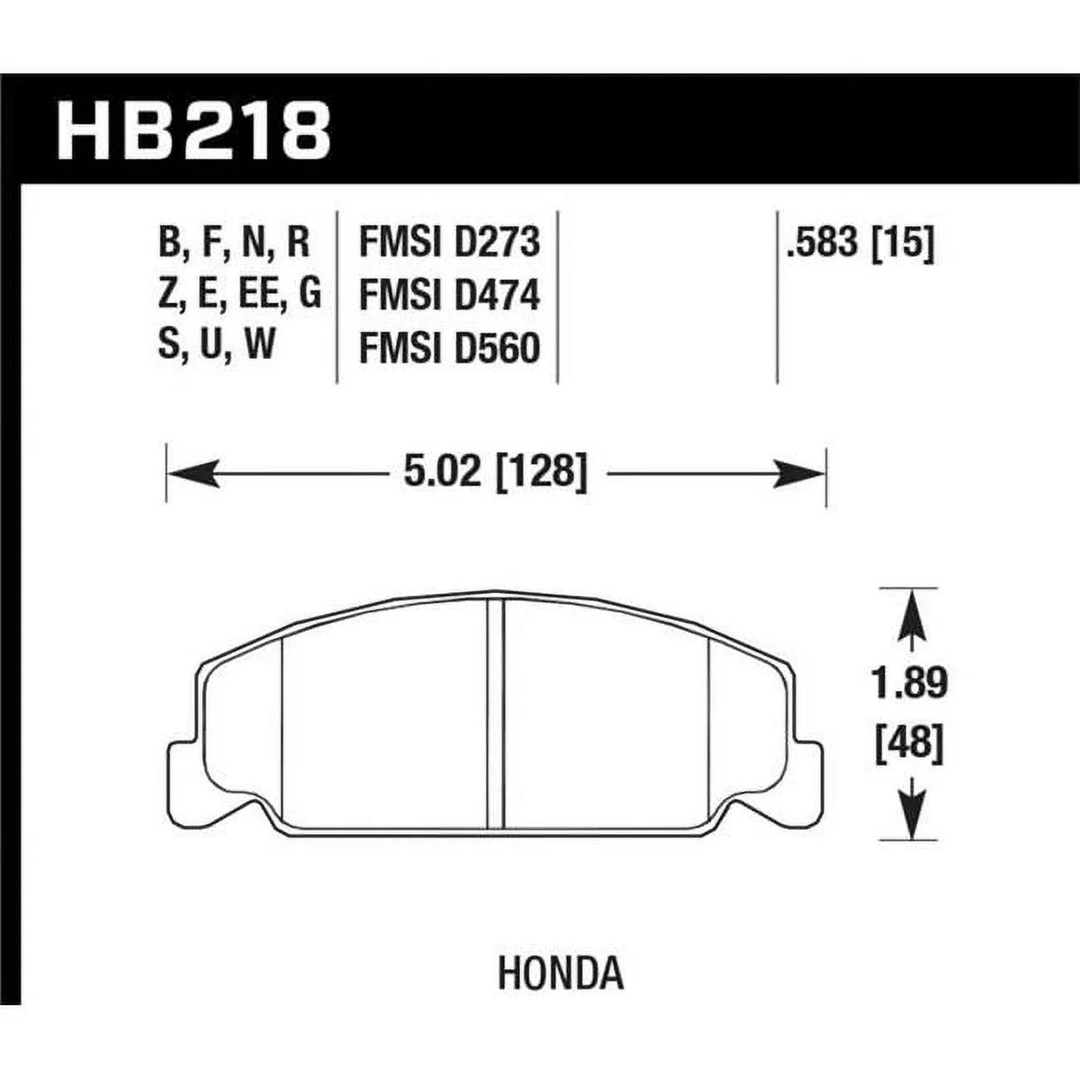 Hawk Efficiency Street Front Brake Pads for 1988-1989 Civic SI, 1992-2000 Civic CX & 1988-2000 DX 1998-2000 GX HPS