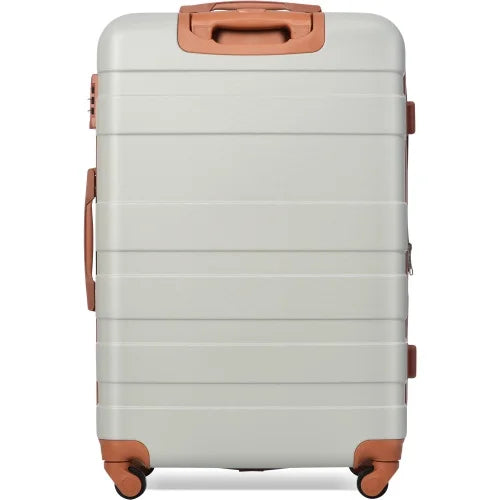 Luggage Sets New Model Expandable ABS Hardshell 3pcs Clearance Luggage Hardside Lightweight Sturdy Suitcase sets Spinner Wheels Suitcase with TSA Lock 20''24''28''( Light Grey and Brown)
