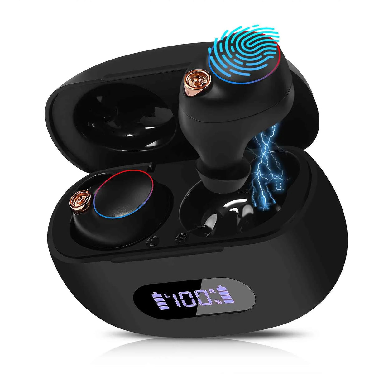 UrbanX True Wireless Bluetooth Earbuds + Charging Case, Black, Dual Connect, IPX5 Liquid Resistance, Bluetooth 5.2 Connection, Balanced, Bass Boost Compatible with Pad