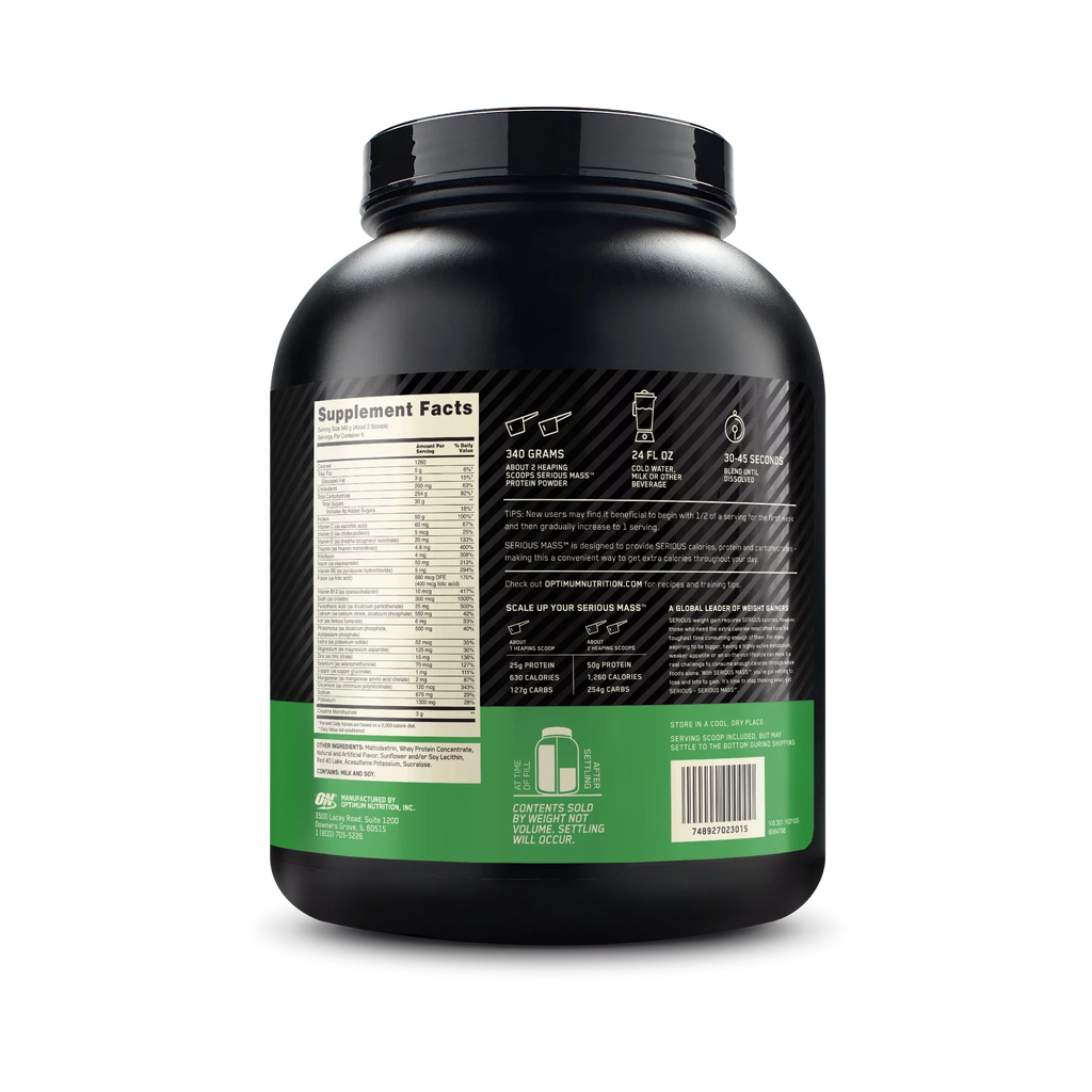 Optimum Nutrition Serious Mass, High Protein Weight Gain Powder, Strawberry, 6 lb (2.72 kg)