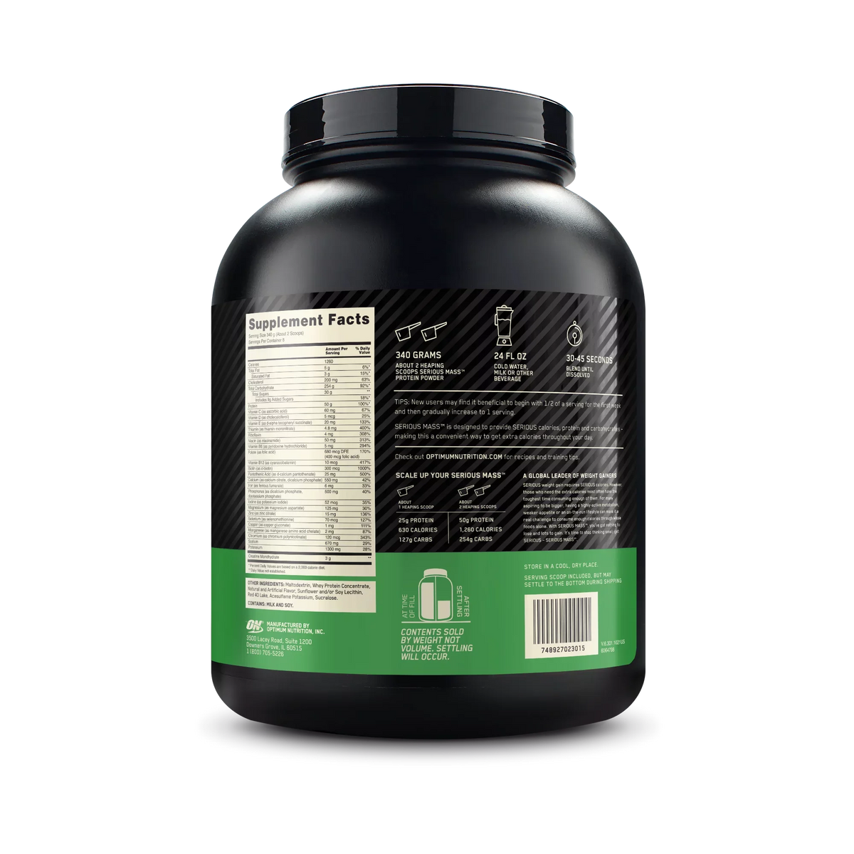 Optimum Nutrition Serious Mass, High Protein Weight Gain Powder, Strawberry, 6 lb (2.72 kg)