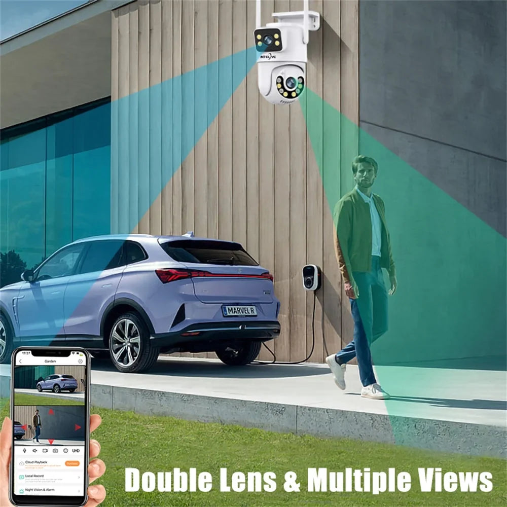 PROCESSOR 4K Security Camera with Floodlight, Human Deduction Wireless Outdoor Camera, Rechargeable Powered Home Surveillance Camera with Full Color Night Vision Two Way Voice