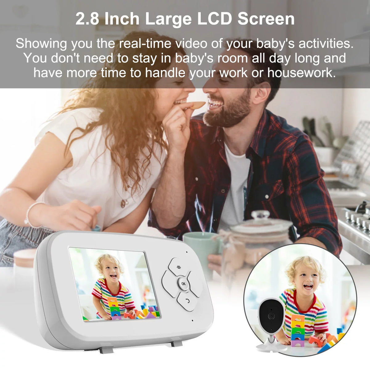 Arealer Wireless Monitor Video Monitor for Monitor with 2.8 Inch TFT LCD Display Room Detection IR Functions Built-in Lullabies