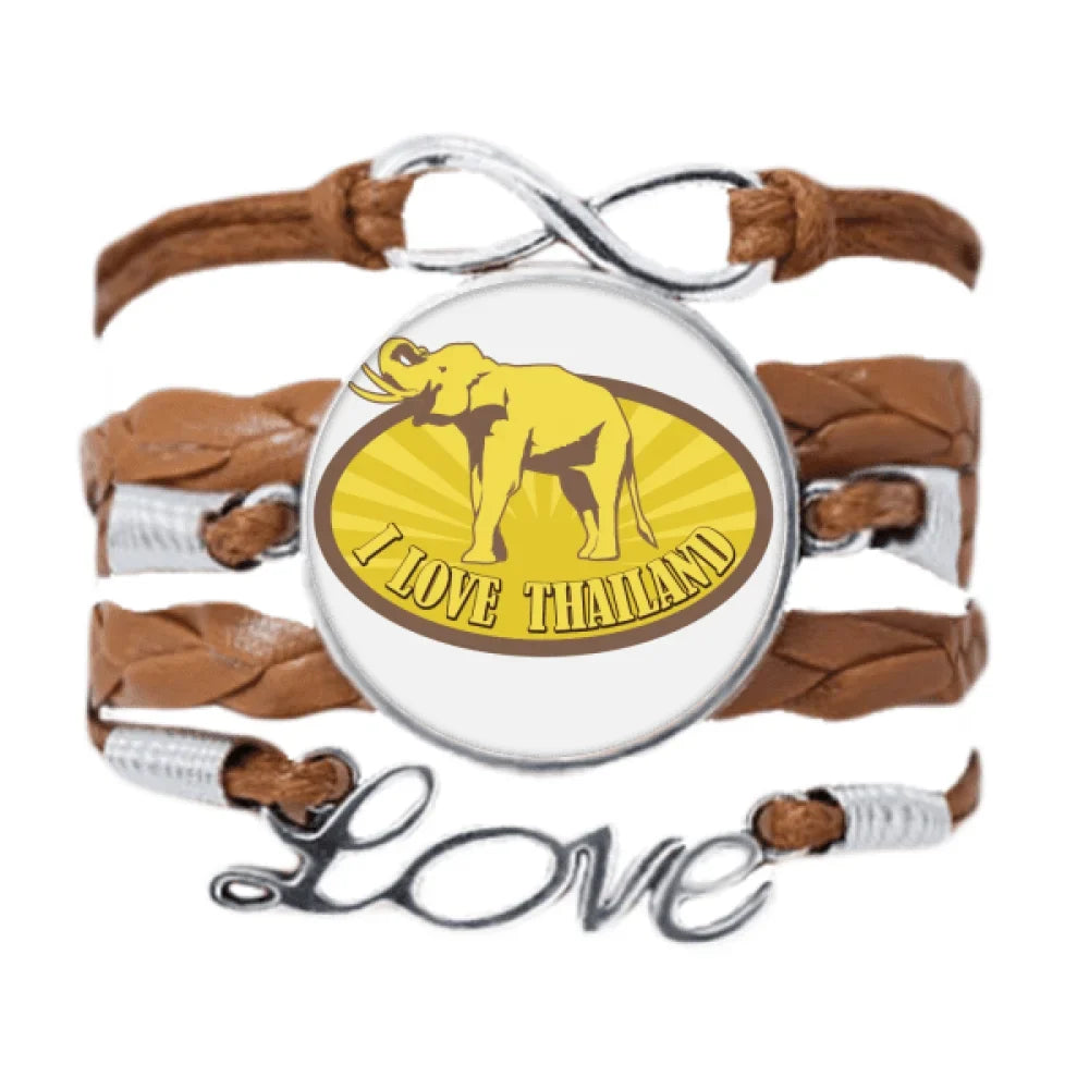 Thailand I Love Thailand Elephant Sculpture Bracelet Love Chain Rope Ornament Wristband