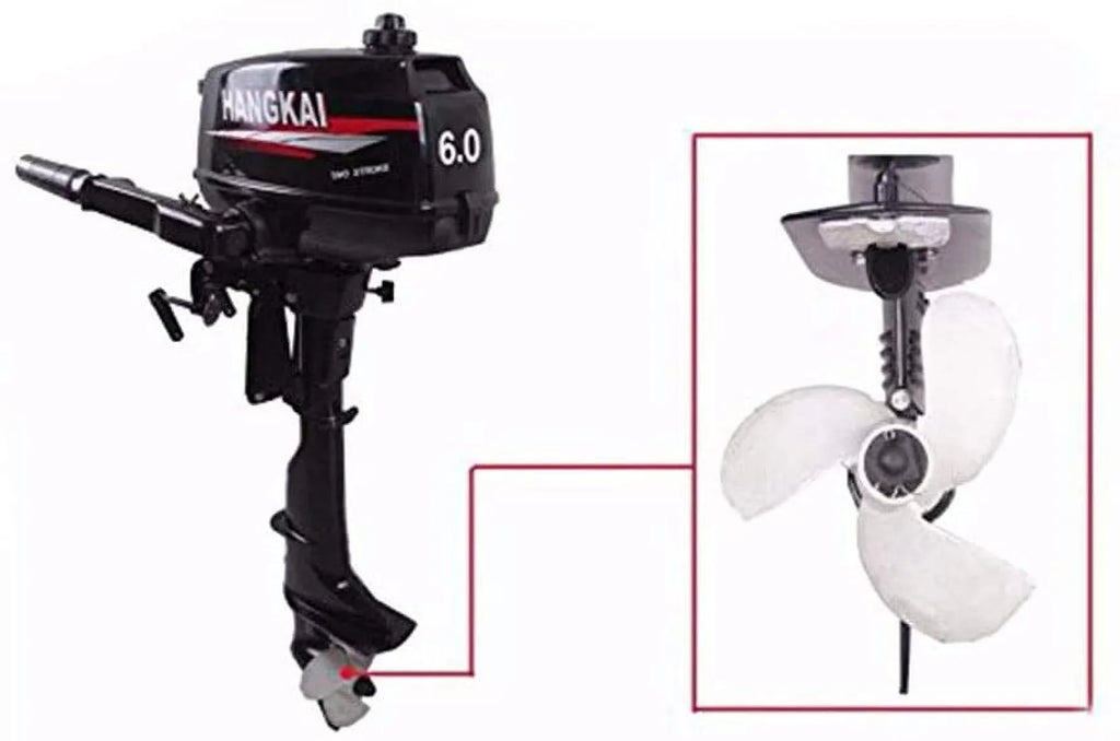 FETCOI 6HP 2-Stroke Outboard Moto Fishing Inflatable Boat Engine Fluid Cooling CDI System Tough Cast Aluminum Construction