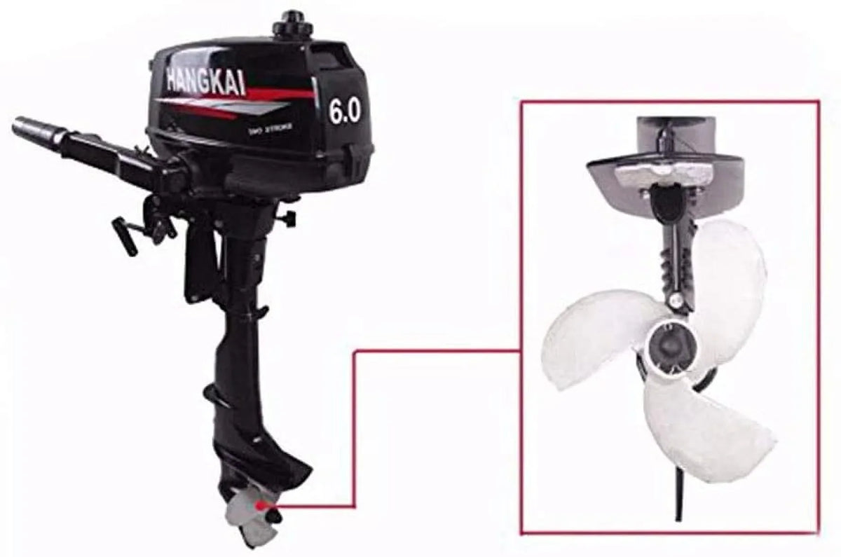 FETCOI 6HP 2-Stroke Outboard Moto Fishing Inflatable Boat Engine Fluid Cooling CDI System Tough Cast Aluminum Construction