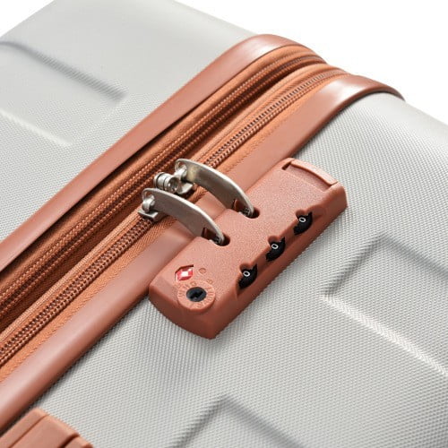 Luggage Sets New Model Expandable ABS Hardshell 3pcs Clearance Luggage Hardside Lightweight Sturdy Suitcase sets Spinner Wheels Suitcase with TSA Lock 20''24''28''( Light Grey and Brown)