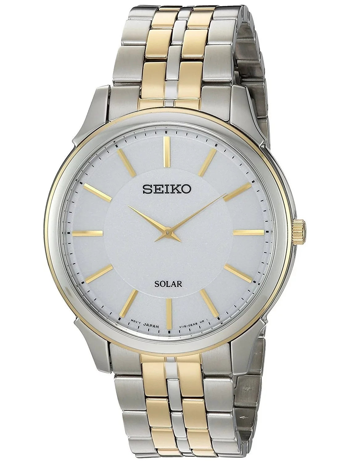 Seiko Men's SUP864 Core Solar White Dial Two Tone Steel Power Reserve Watch