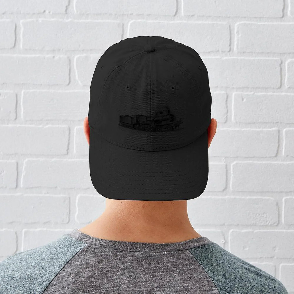 CafePress - VINTAGE TRAINS Black Cap - Printed Adjustable Cotton Canvas Black Baseball Hat