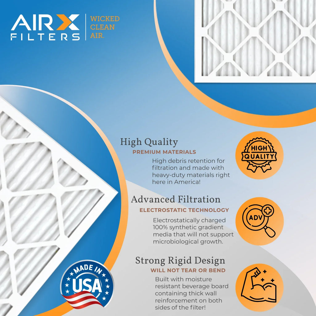 20x24x1 Air Filter MERV 8 Comparable to MPR 700 & FPR 5 Electrostatic Pleated Air Conditioner Filter 4 Pack HVAC AC Premium USA Made 20x24x1 Furnace Filters by AIRX FILTERS WICKED CLEAN AIR.